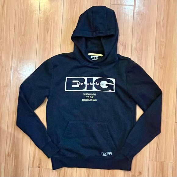 Notorious Biggie Smalls Black Hoodie Sweatshirt Size XS Hip Hop Streetwear - Picture 1 of 4
